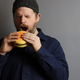 The artist, his creation and a potential mouthful of splinters.